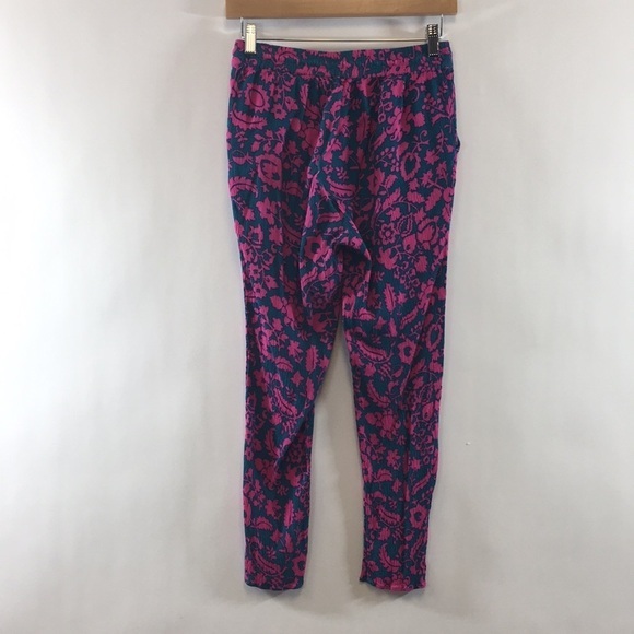 Boden Green Pink Floral Batik Capri Pants Womens 2R Pull‎ On Cropped - Picture 4 of 10